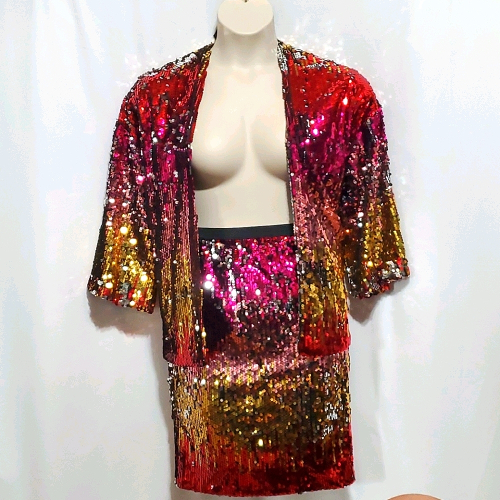 2 Piece Sequin Skirt Set